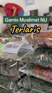 [Bisa COD] Baju Gamis Setelan Muslimat NU Seragam Muslimat Hijau Semisutra Sanwos Premium