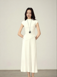 JUEQIDEXIAOGEZI | Elegant High Waist Slim Fit Ice Silk Two-Piece Dress Set