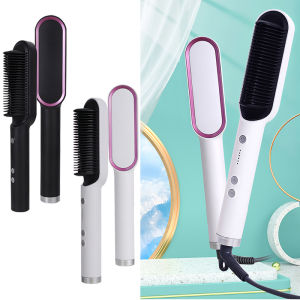 Electric 2 In 1 Hair Straight Negative Ion Styling Fast Heating Ceramic Hair Straightener Electric Hair Brush Straightener Comb