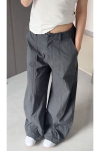 MANMI | Vintage Style Loose Fit Gray Wide Leg Pants
