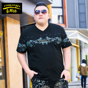 Áo Thun Nam Dáng Rộng Mùa Hè in Họa Tiết Tay Ngắn Cổ Chữ V Bằng Vải Lụa Băng Thoải Mái Thoáng Khí Thời Trang Thường Ngày