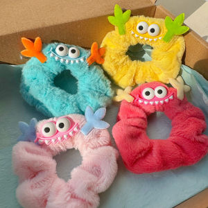 Cute Plush Bow Hair Ties Monster Design Winter New Arrival Soft Fabric Hair Bands Sweet Style Girls Hair Accessories