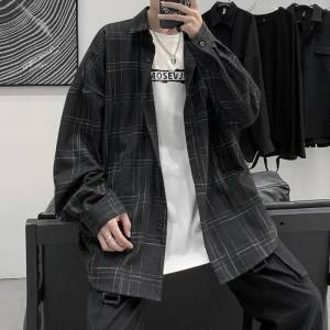 Summer Shirt Mens Plaid Korean Version Trendy Handsome Hong Kong Style Casual Long sleeved High-end Mens Shirt Jacket