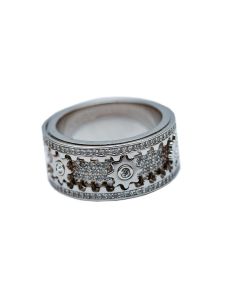 Gear Rotating Titanium Steel Mechanical Personality Couple Ring