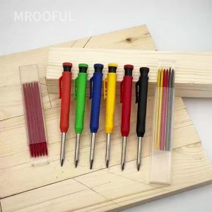 MROOFUL | 2.8mm Professional Carpenter Pencil Card Set Built In Pencil Sharpener with 2 Boxes Leads Woodworking Marking Drawing Tools