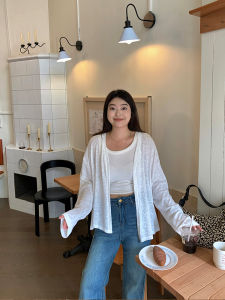 Lin Da Hui Womens plus Size Knitted Open Cardigan Loose Fit Sun Protection Early Autumn 2025 New Style V-Neck Long Sleeve