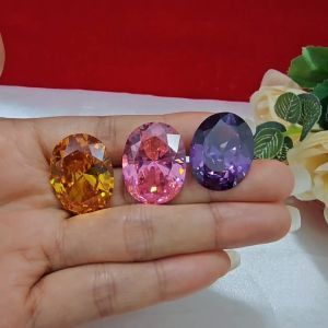 พลอยรัสเซีย CZ สีเหลือง ชมพู ม่วง ขนาด 19x25x11.6mm+- อะไหล่ DIY ทำจี้ ทำแหวน สร้อย เครื่องประดับ
