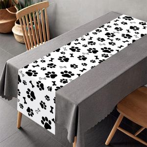 Pet Dog Paw Table Runner Puppy Themed Birthday Party Decorations Table Cover for Pet Paw Birthday Party Supplies Tablecloth