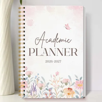 2026-2027 Academic Planner A5 Floral Spiral Notebook 24 Month Monthly Calendar with Notes Study Organizer
