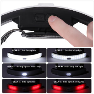 Rechargeable Lampu Kepala LED Tanpa Bayangan Untuk Nail Art Lampu Sorot Tipe C Yang Dapat Diisi Ulang Lampu Peringatan Lampu Merah Portabel Luar Ruangan