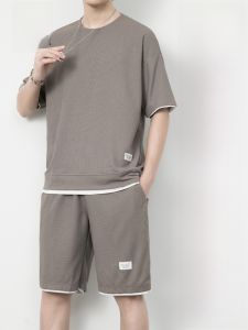 ROMON | Áo thun nam tay ngắn mùa hè mỏng rộng rãi thường ngày chạy bộ thể thao cổ tròn hai mảnh áo thun thoáng khí thoải mái