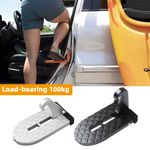Black Alloy Car Door Hook Pedals Car Assist Pedal Foldable Universal Auto Vehicle Rooftop Roof Rack Assistance Door Step