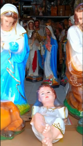 Bộ tượng Noel 40cm 5 vị Mẹ Thánh Chúa hài đồng bò lừa trang trí hang đá Giáng Sinh quà tặng công giáo