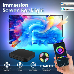 Smart TV LED Backlight Sync with HDMI Device Work with Alexa & Google Assistant Immersion RGB-IC Light for Video Gaming Decor