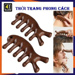 Lược Gỗ Đàn Hương Năm Cánh Chống Tĩnh Điện Massage Da Đầu Giúp Giảm Căng Thẳng Lưu Thông Máu Ấn Huyệt - Lược Mát Xa Giảm Stress  Chống Rụng Tóc Dùng Cho Spa  Đông Y
