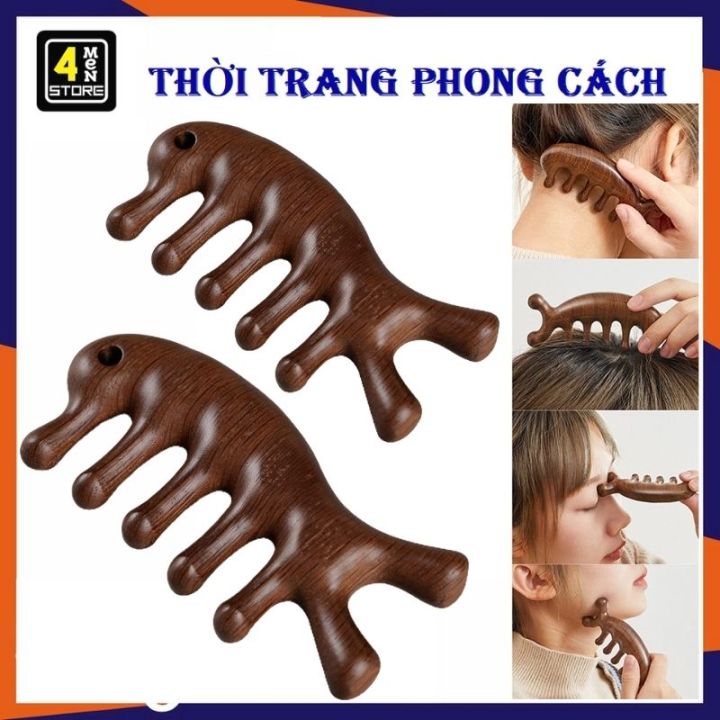 Lược Gỗ Đàn Hương Năm Cánh Chống Tĩnh Điện Massage Da Đầu Giúp Giảm ...