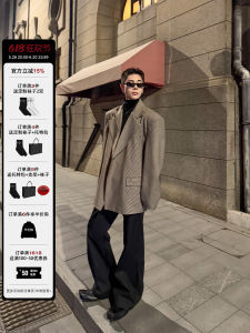 เสื้อสูทชายแบบหลวมๆ ทรงสก็อต ทรงสตรีท ทรงปกติ แขนยาว ปกติ ฤดูใบไม้ผลิและฤดูใบไม้ร่วง คอปกสองแถว กระเป๋าแบบฝัง