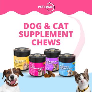 Pet Logic 10-in-1 Multivitamins + Strong Bones & Joints Dog & Cat Treats Supplement Snack : Dog Probiotics Dog Multivitamins Dog Supplements Appetite Booster for Dogs  Puppy Food   Adult Dog Food  for Pro Immune System & Jolly Joints