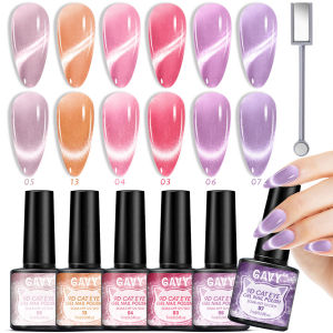 Bộ Sơn Móng Tay Gel Mắt Mèo GAVY 6 Món Hiệu Ứng Holographic Làm Cứng Bằng Đèn UV/LED Thiết Kế Đặc Biệt Dành Cho Nữ Bộ Combo 7ml