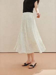 INMAN | Vintage Polka Dot Elastic Waist Midi Skirt