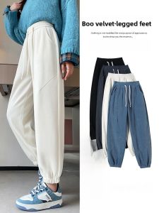 LANGPIN | Thickened One-Piece Velvet Warm Cuffed Sweatpants Womens High Waist Straight Leg Casual Pants Fleece Lined Slimming Sports Pants