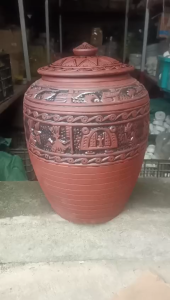 Hũ Chum Đựng Gạo Gốm Bát Tràng Nổi Trống Đồng Hàng Dầy Loại 1