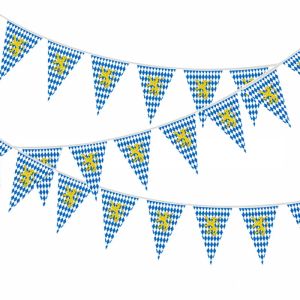 10 Meters Blue White Lattice Plastic Banners Flag German Beer Festival Pennant For Bar Oktoberfest Themed Party Decorations