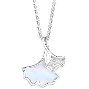 East Beauty | 999 Sterling Silver Ginkgo Leaf Shell Pendant Necklace