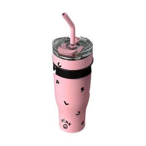 High Appearance 304 Stainless Steel Giant Thermos Cup with Large Capacity with Handle and Straw Ice Cream Cup Car Water Cup