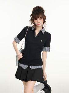 EVPGB | Áo Sơ Mi Đen Regular Slim Fit Cổ Polo 2 Mảnh