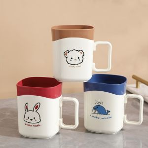 Luxury Toothbrush Cup Set for Couples Childrens Toothbrush Storage Box Anti-slip Handle Design Creative Bathroom Accessories