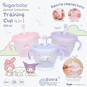 Sugarbaby Training Cup 4in1 Sanrio Collection/Gelas Anak BPA FREE/Cangkir Bayi/Gelas MPASI Anti Bocor dan Tumpah/Straw Training Mug Baby