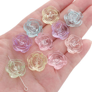18mm Acrylic Transparent Rose Beads Loose Beads For Handmade Bracelet Necklace Earring Keychain DIY Craft Jewelry Making Accessories