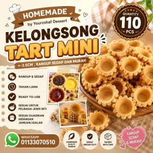 Homemade Kelongsong Tart Mini / Shell Tart by Yourzshaf Dessert +-3.5cm Crunchy & Delicious 110pcs