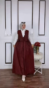 Elin Dress Muslimah Motif Garis-Garis Terbaru Maxi Dress Busui Friendly Kekinian
