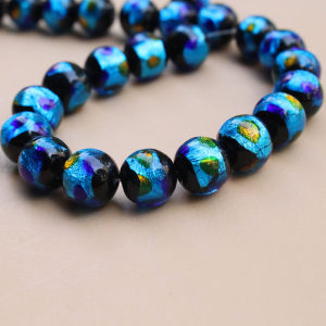 Akusesari/Jun Han Coloured Glaze Lake Blue Orange 12mm Loose Beads for DIY Bracelet Necklace Earring Handicraft Material