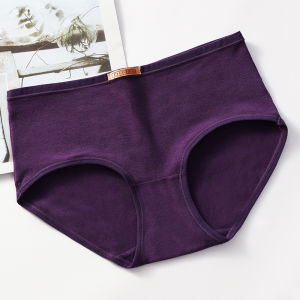 Mid-Waist Pure Cotton Ladies Underwear Antibacterial Large Size Briefs Simple Style Solid Color Breathable for Youth