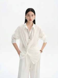 Eastern Light | French Style TENCEL Linen Blend Slimming Womens Shirt