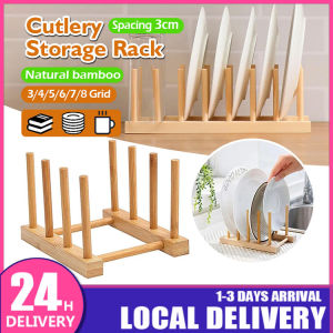 Bamboo Wooden Dish Rak Plate Rack Tray For Storage Kitchen Dish Holder Dish Drying Rack Tableware Organizer Rak Storage Holder Drainer Tempat Pinggan Mangkuk 碗碟收纳架