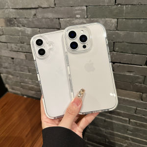Cloud Yin Thickened Transparent Shockproof iPhone Case for Apple 17Promax Jelly Color 16 White Frame 15Plus 14 Anti-Fall Simple 13 Couples Men Women 17Air