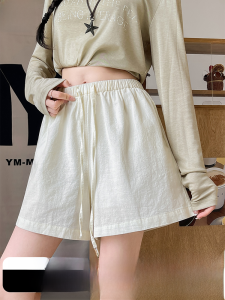 Miiow | Cat Person Linen Wide Leg Short Pants Womens Summer Thin Cotton Linen Five-Point Casual High Waist Shorts MiiOW Brand