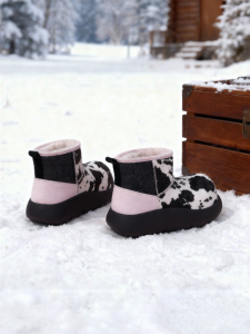Josiny | New Winter Thick Warm Cowprint Snow Boots Women