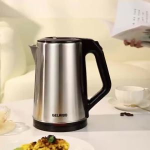Bình Đun Điện GELAIBO 2.0 Lít Dung Tích Lớn Chất Liệu Thép Không Gỉ Có Chức Năng Tự Động Tắt Khi Sôi Và Chống Cạn Nước.