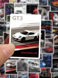 สติกเกอร์โปสเตอร์เล็กสำหรับดัดแปลงรถสปอร์ต100แผ่นของตกแต่งกระเป๋าเดินทางโน๊ตบุ๊ครถสปอร์ตแนววินเทจสติกเกอร์กันน้ำ DIY