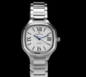 NAVIFORCE Brand 5042 Classical Elegance Fashion Quartz Wristwatch  Square Exquisite Dial Stainless Steel Strap Design Women Watch