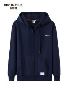 เสื้อฮู้ดมีซิปสำหรับผู้ชายไซส์ใหญ่ ทรงหลวม แฟชั่นฤดูใบไม้ผลิและฤดูใบไม้ร่วง เสื้อคลุมกันหนาวแบบลำลองสำหรับผู้ใหญ่