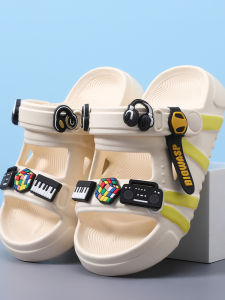 Childrens Beach Sandals Boys Slip-On Shoes Summer Anti-Slip Kids Slippers Lightweight Comfortable EVA Material for Outdoor Play