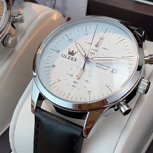 OLEVS 2880 Watch Mens Brand Luxury Leather Sports Wristwatch Date Men Analog Quartz Watch Classic Trendy Timepiece