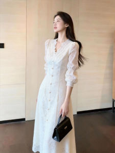 DANTING | Elegant Autumn Lace Waist-cinching Dress