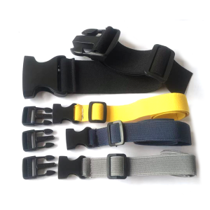 เข็มขัดยางยืดบางปรับได้พร้อมหัวเข็มขัดแบบหนีบสำหรับเก็บของ สายรัดยางยืดสีดำ สายรัดที่ปรับได้สำหรับจัดระเบียบ